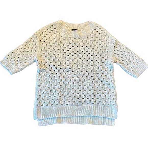 Ann Taylor Merino Wool open knit crewneck short sleeve sweater xs - Picture 1 of 7